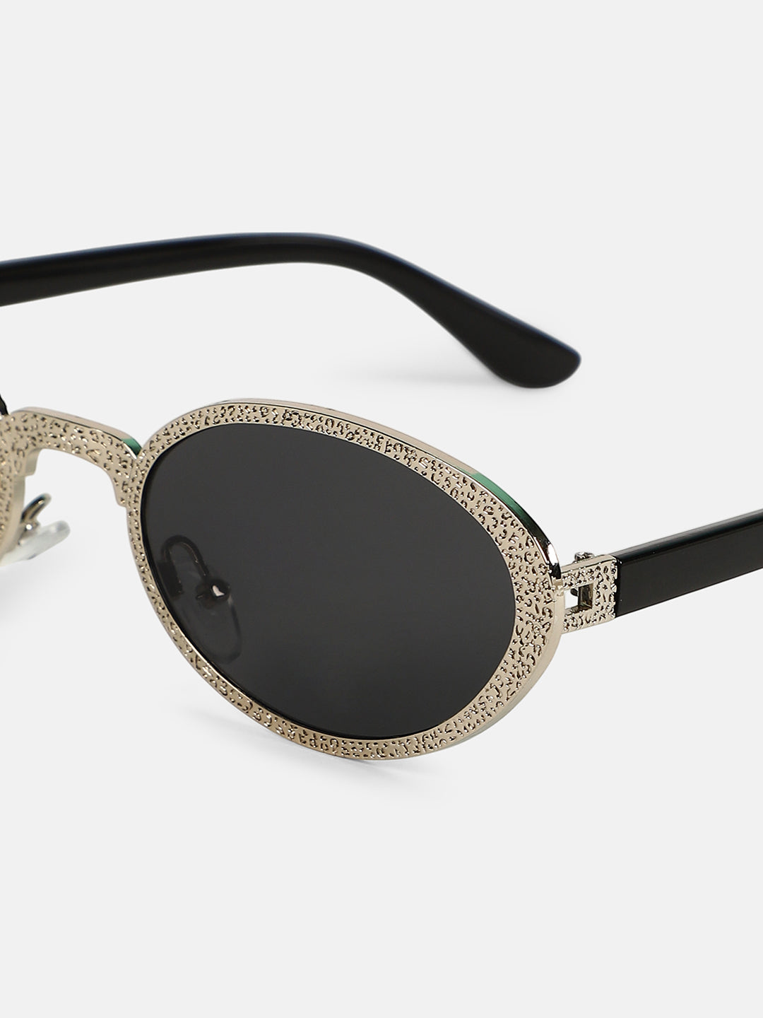 The Dented Oval Sunglass - Metallic Silver