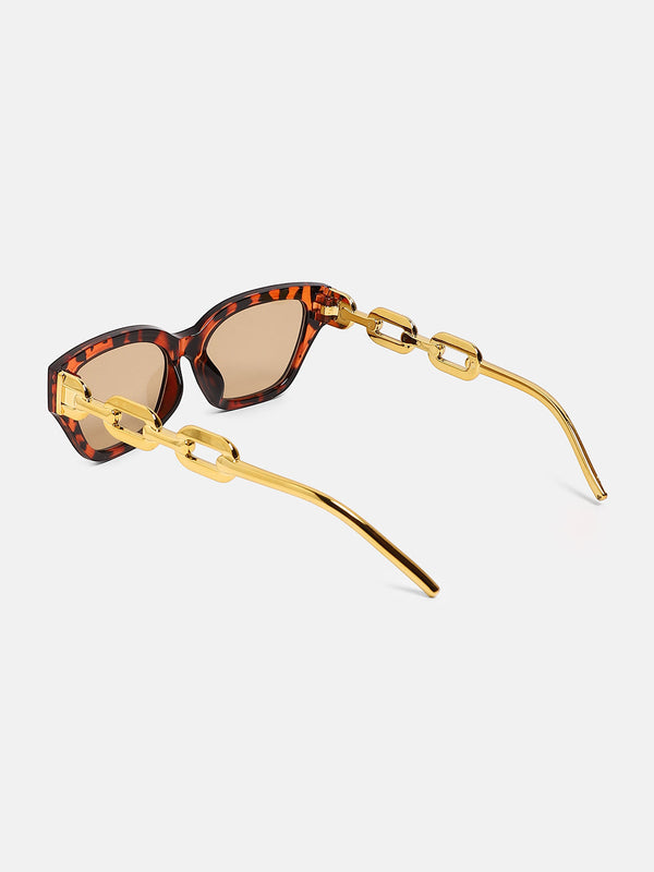 The Chainlink Cateye Sunglass - Coffee Brown