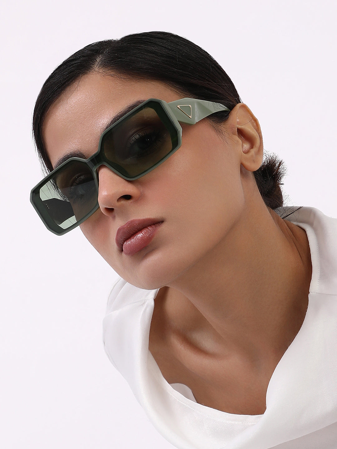 The Backstage Rectangular Sunglass - Olive Green