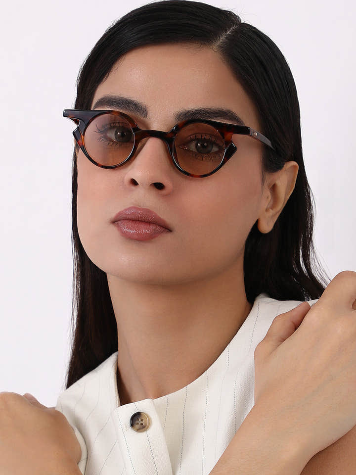 The Carnival Round Sunglass - Coffee Brown
