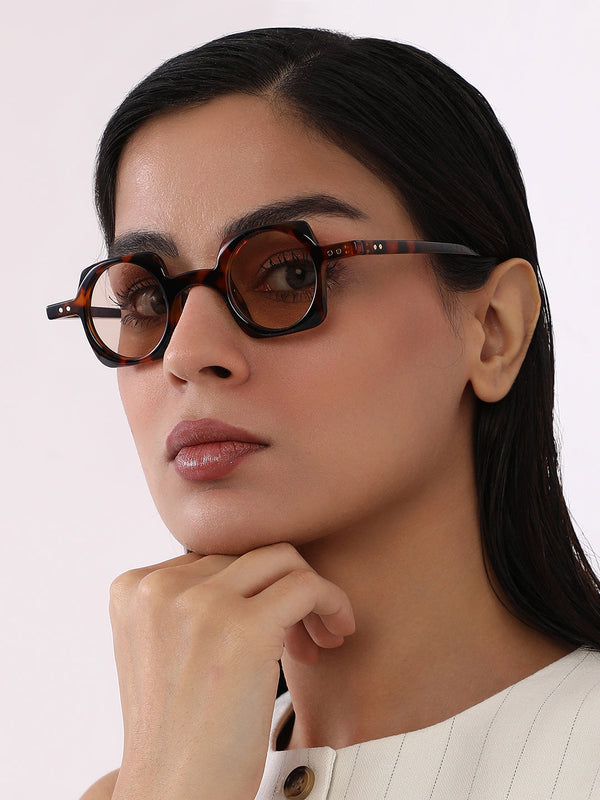 The Carnival Square Sunglass - Coffee Brown