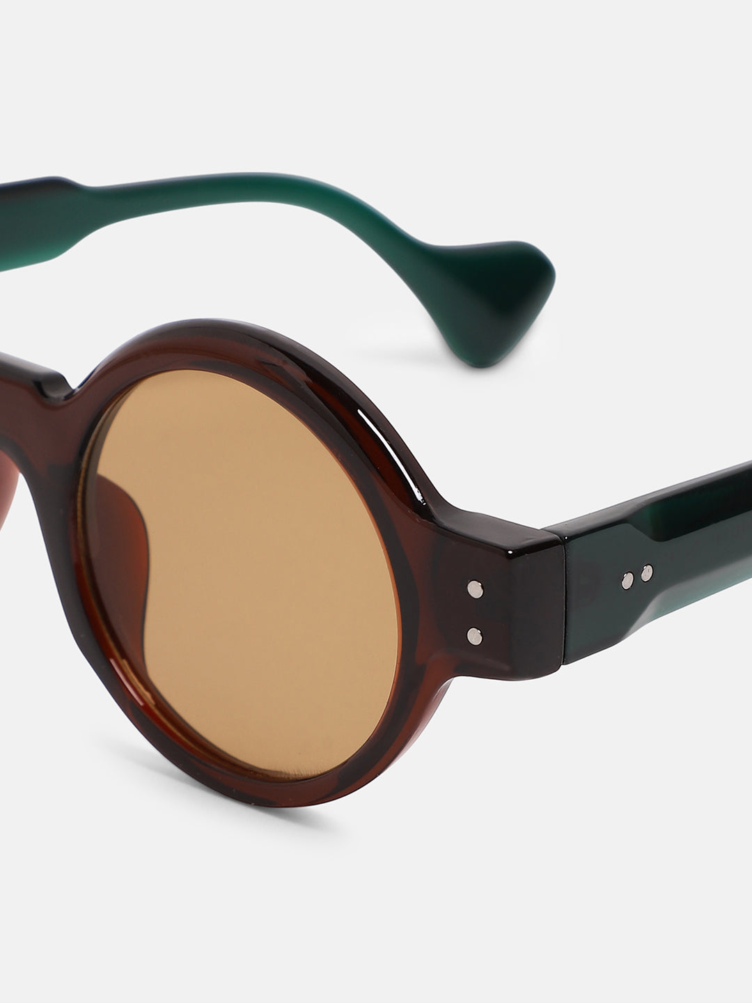 The Scholar Round Sunglass - Forest Green:Coffee Brown