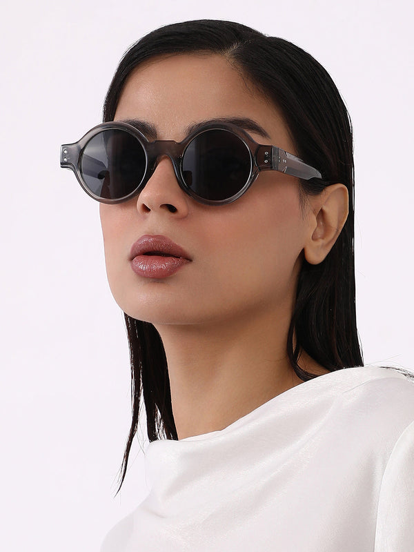 The Scholar Round Sunglass - Charcoal Grey