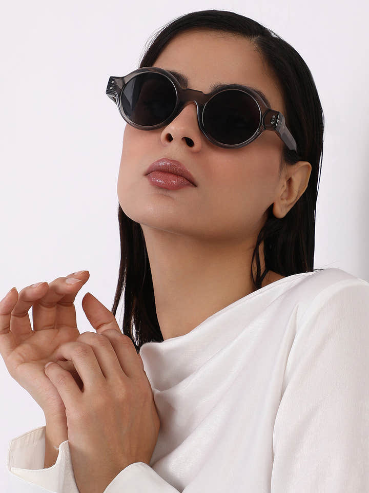 The Scholar Round Sunglass - Charcoal Grey