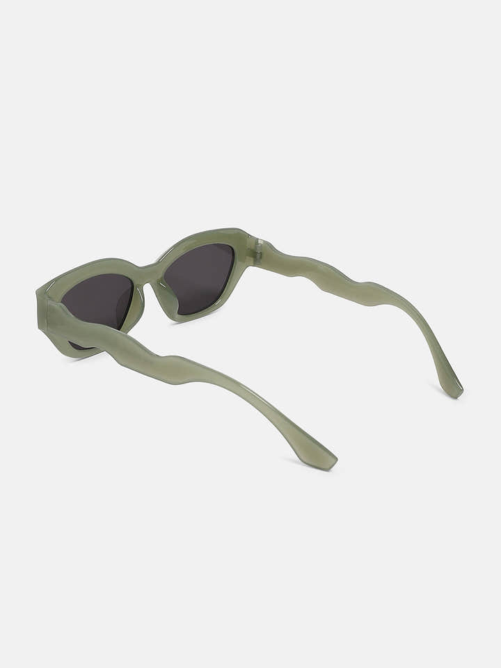 The Swirly Cateye Sunglass - Olive Green