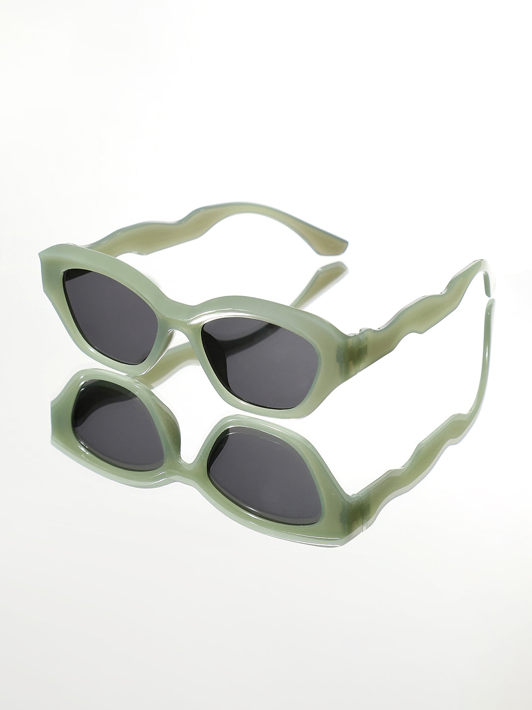 The Swirly Cateye Sunglass - Olive Green
