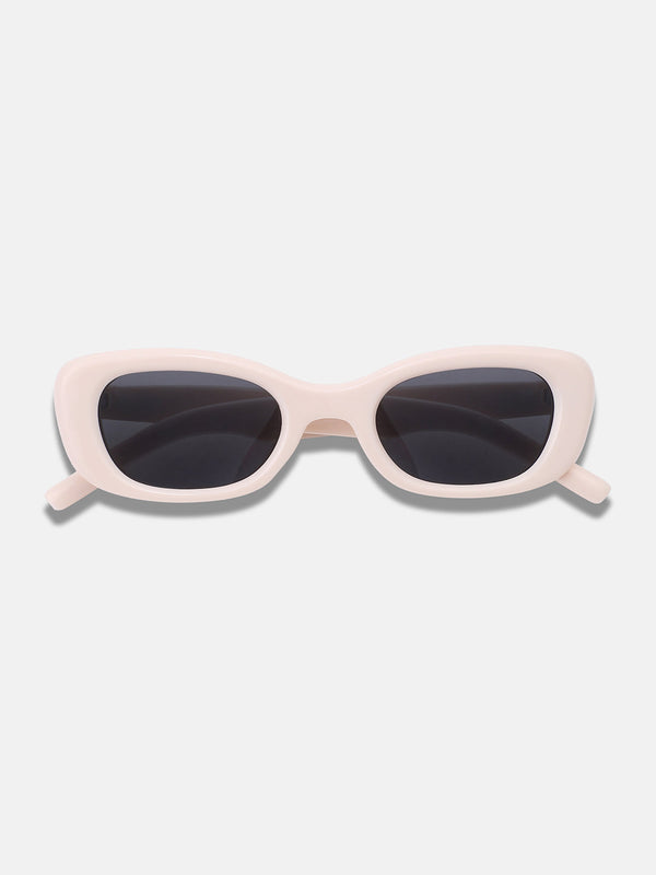 The Retro Rectangular Sunglass - Daisy White