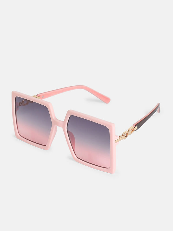 The Aura Oversized Square Sunglass-Blush Pink