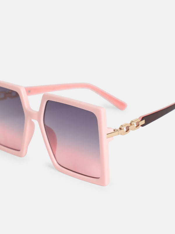 The Aura Oversized Square Sunglass-Blush Pink