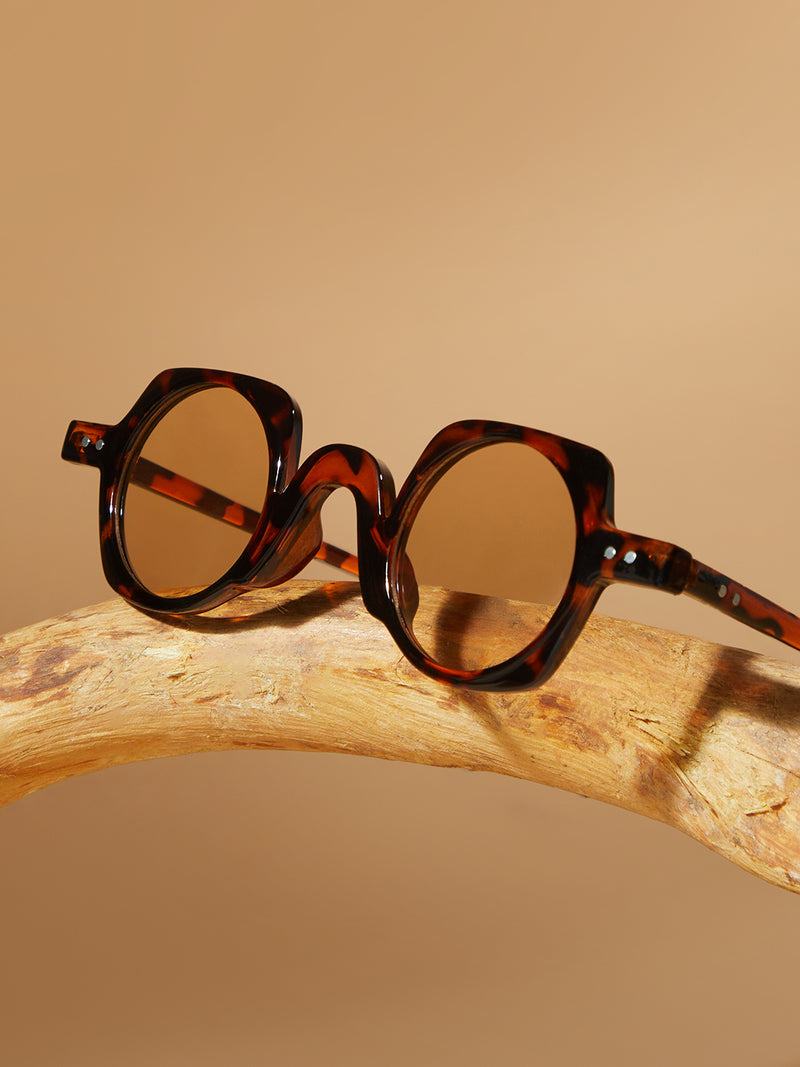 The Retro Round Sunglass-Tortoise Brown