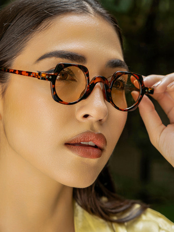 The Retro Round Sunglass-Tortoise Brown