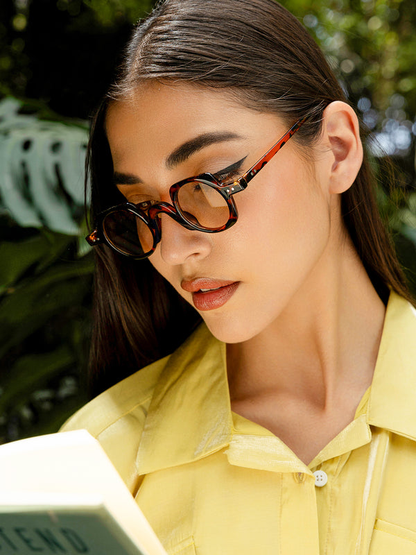The Retro Round Sunglass-Tortoise Brown