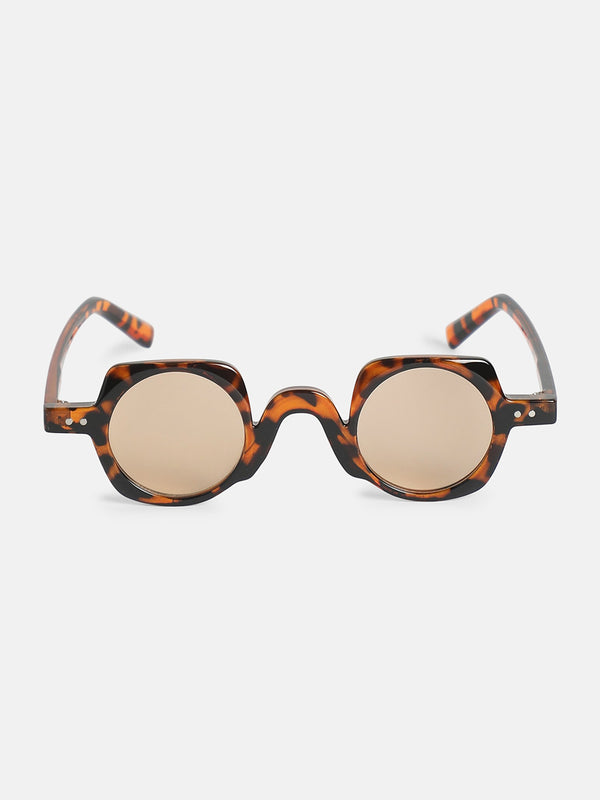 The Retro Round Sunglass-Tortoise Brown