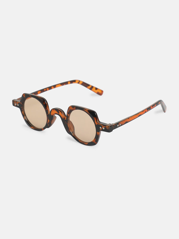 The Retro Round Sunglass-Tortoise Brown