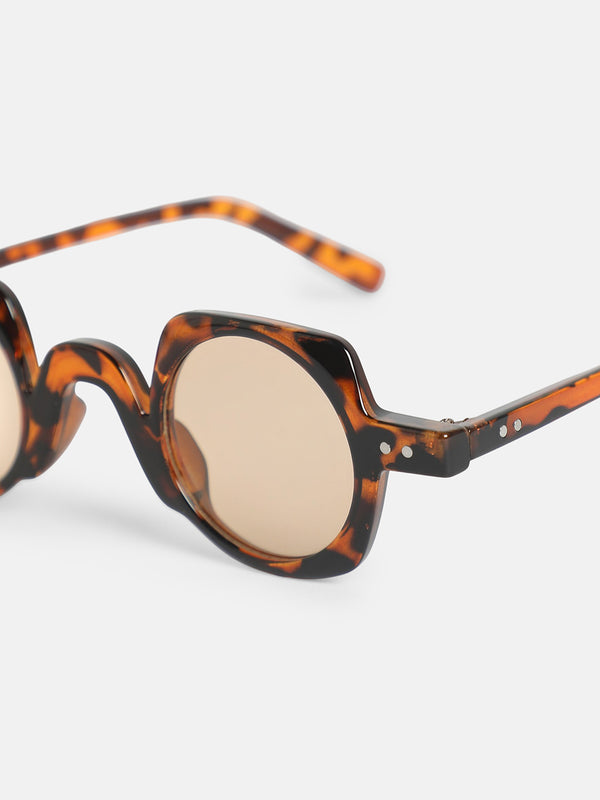 The Retro Round Sunglass-Tortoise Brown