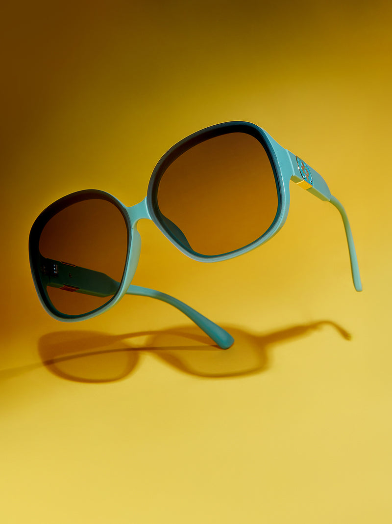 The Ocean Oval Sunglass-Aqua Blue