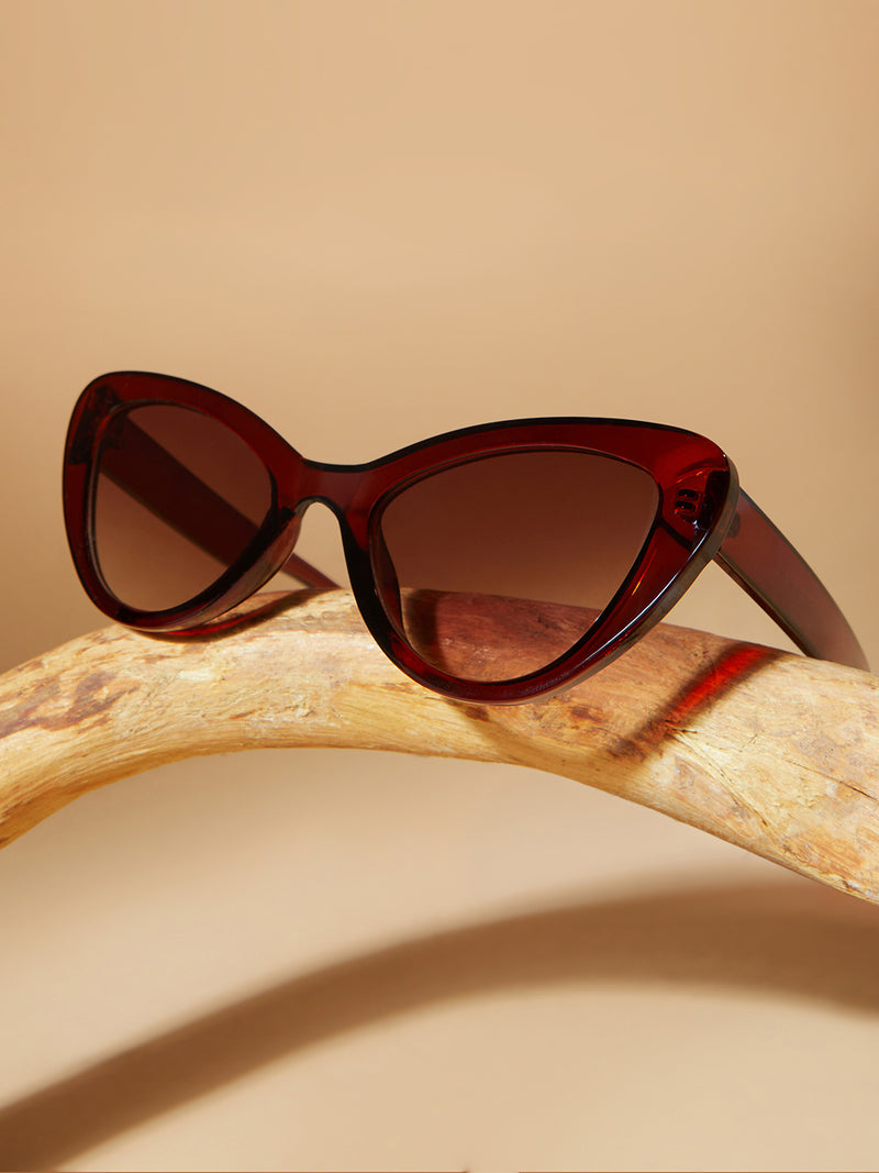 The Diva Cat Eye Sunglass-Ruby Red
