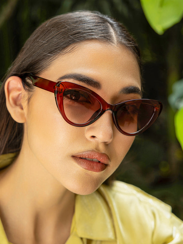 The Diva Cat Eye Sunglass-Ruby Red