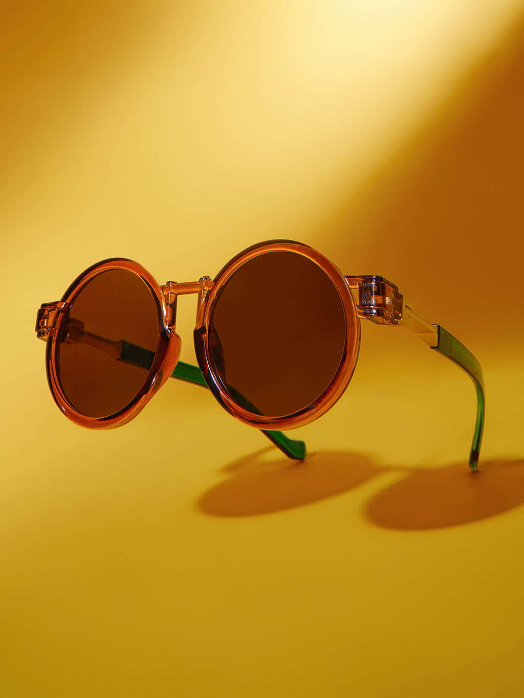 The Vintage Round Sunglass-Amber Gold