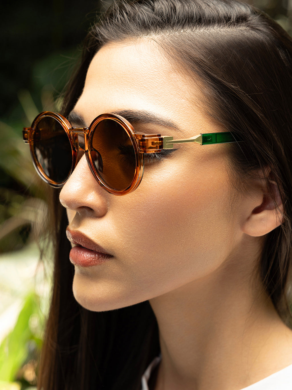 The Vintage Round Sunglass-Amber Gold