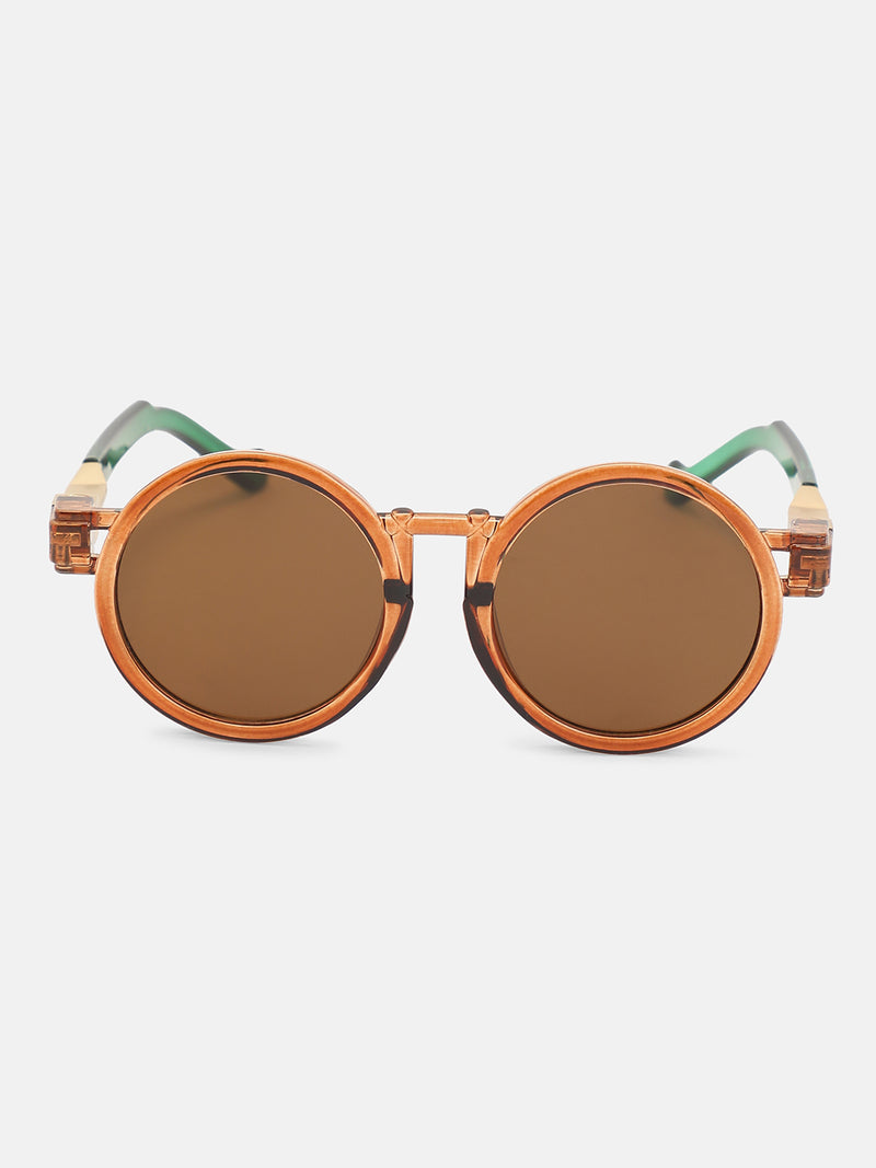 The Vintage Round Sunglass-Amber Gold