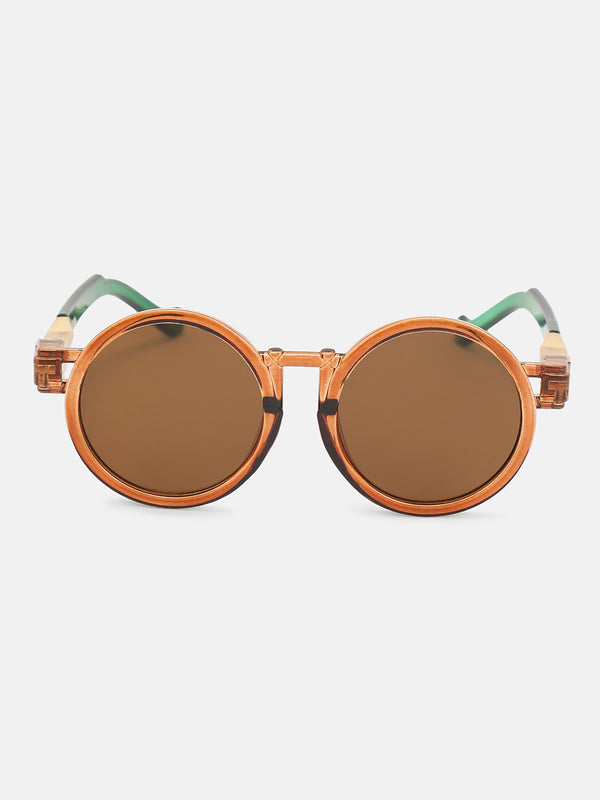 The Vintage Round Sunglass-Amber Gold