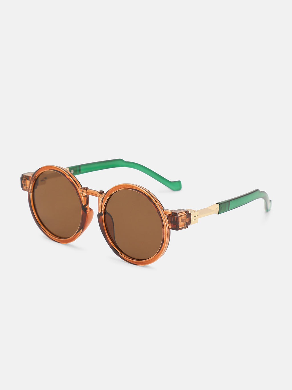 The Vintage Round Sunglass-Amber Gold