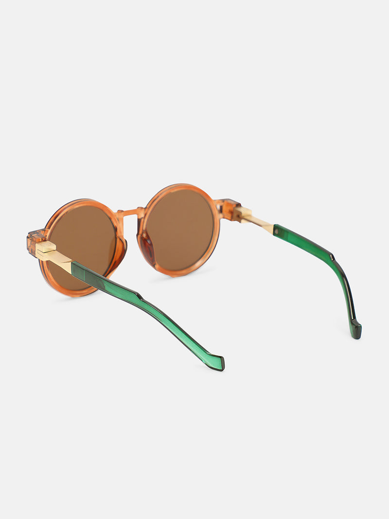 The Vintage Round Sunglass-Amber Gold