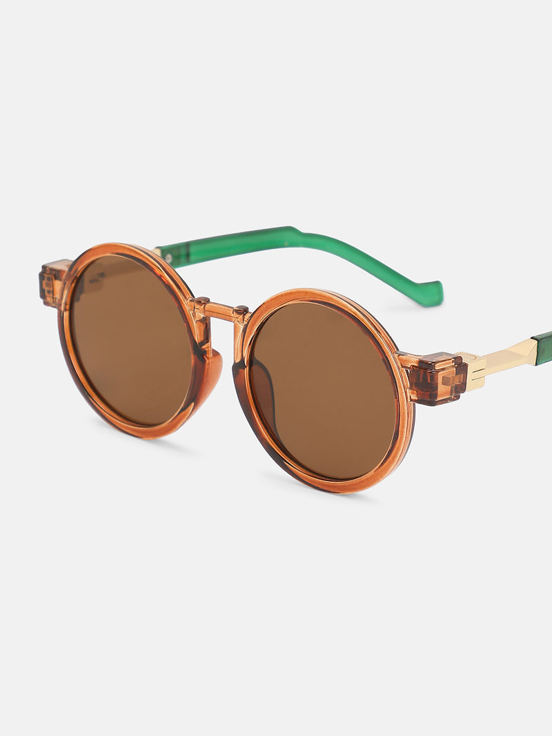 The Vintage Round Sunglass-Amber Gold