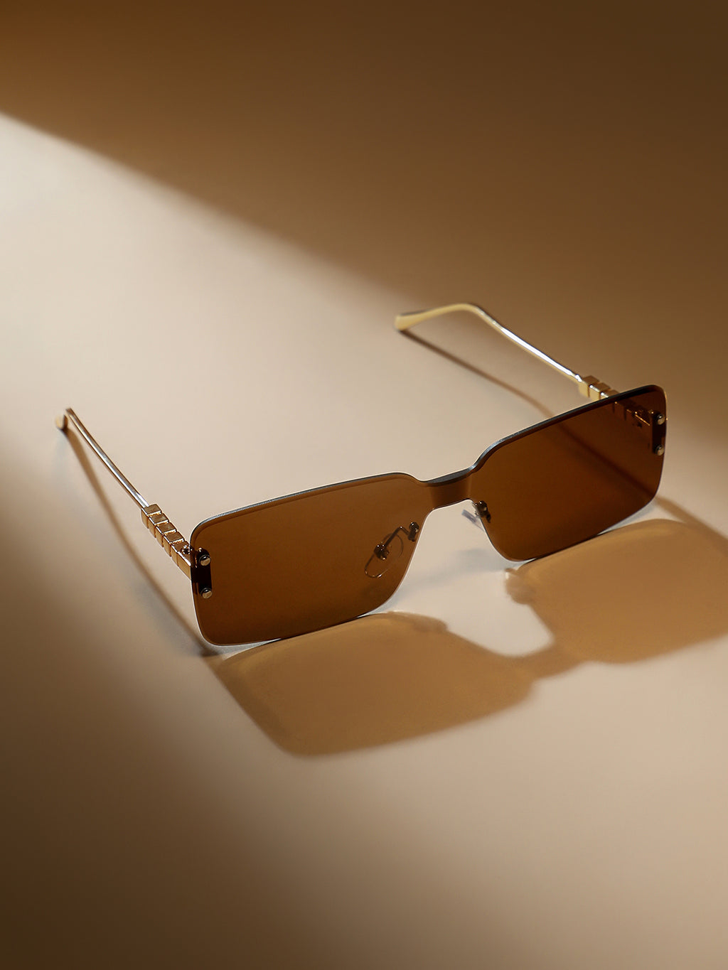 The Nova Rimless Sunglass - Amber Gold