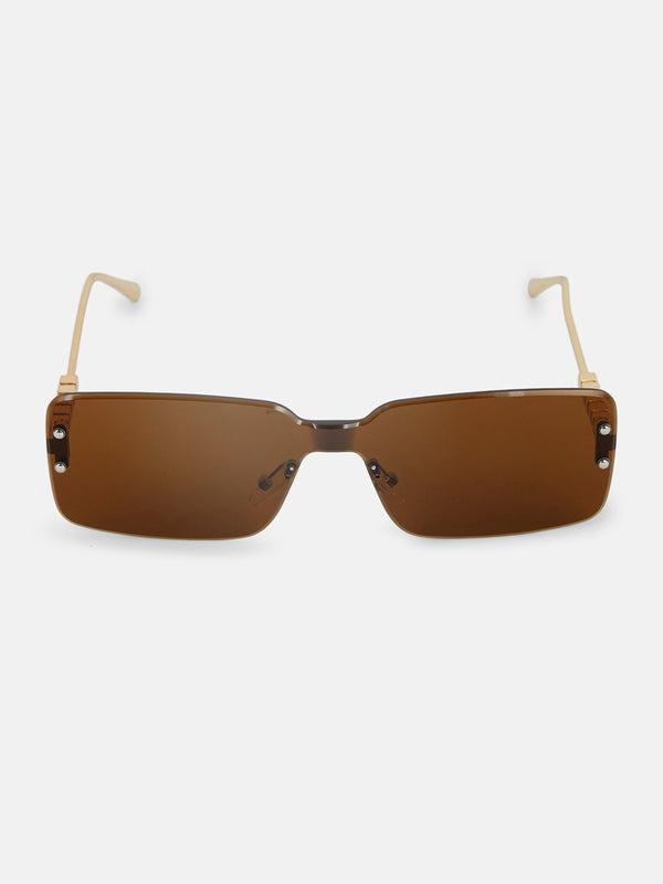 The Nova Rimless Sunglass - Amber Gold