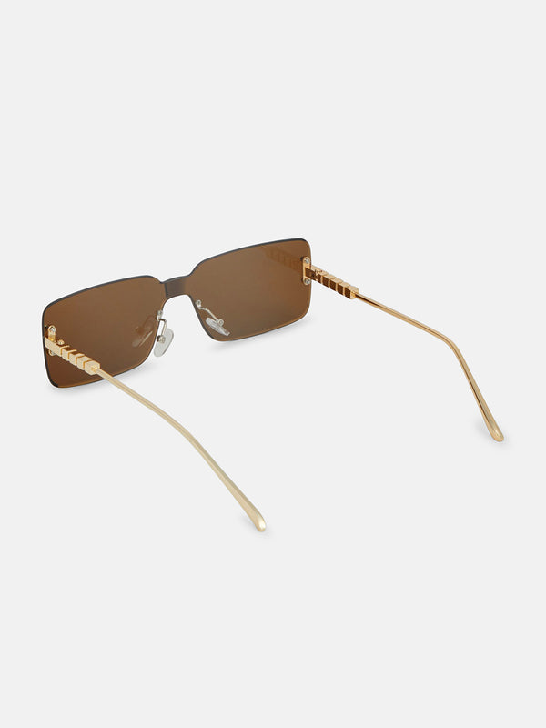 The Nova Rimless Sunglass - Amber Gold
