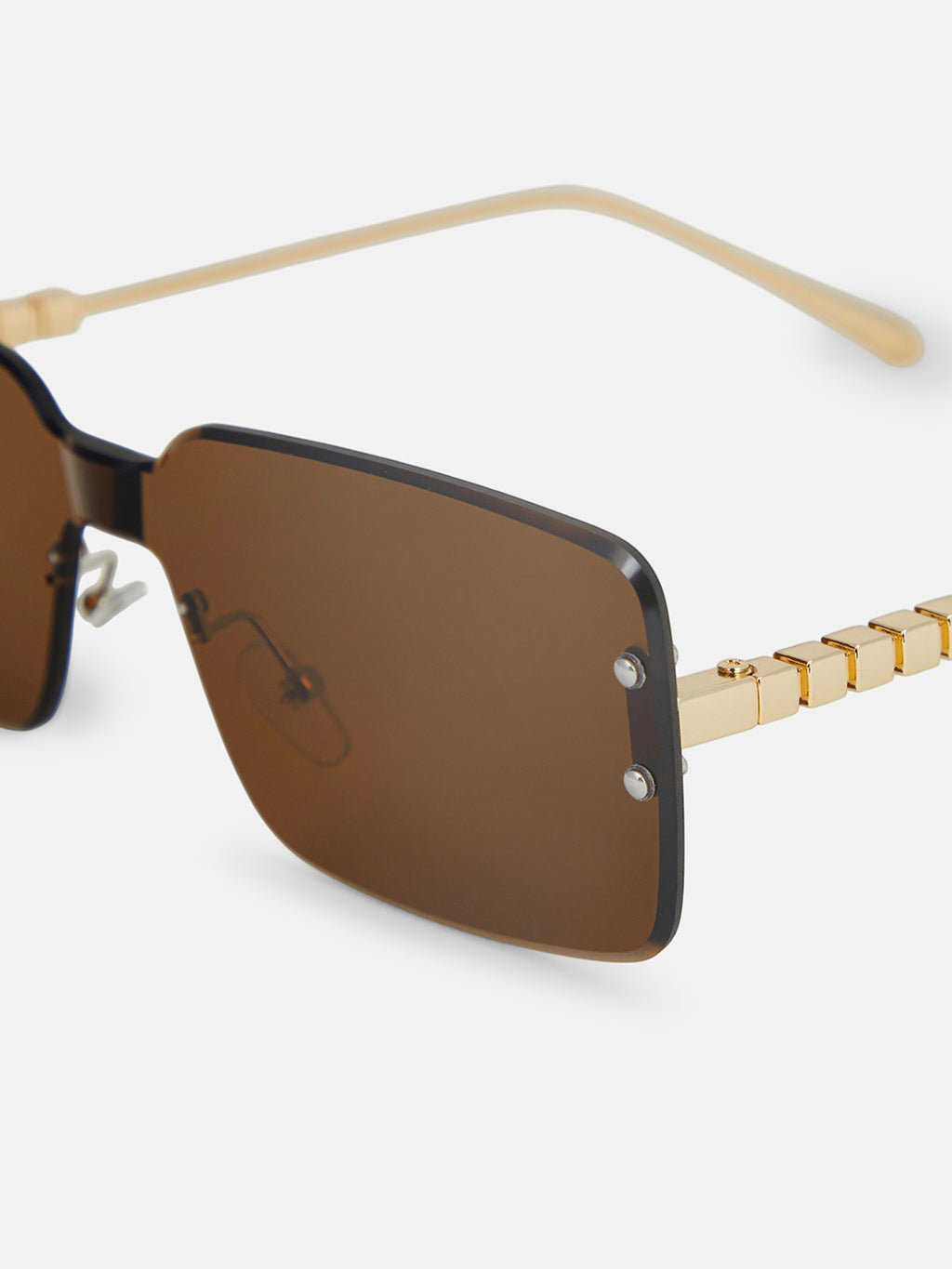 The Nova Rimless Sunglass - Amber Gold