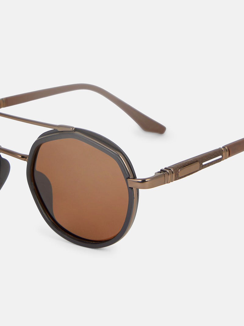 The Scholar Round Sunglass - Vintage Brown