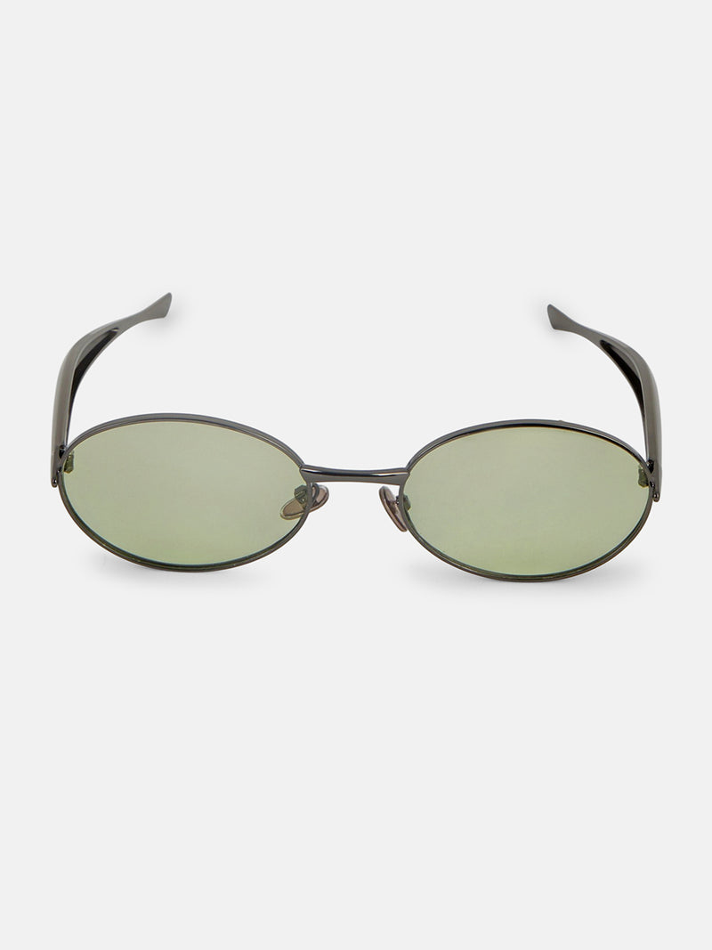 The Retro Oval Sunglass - Forest Green
