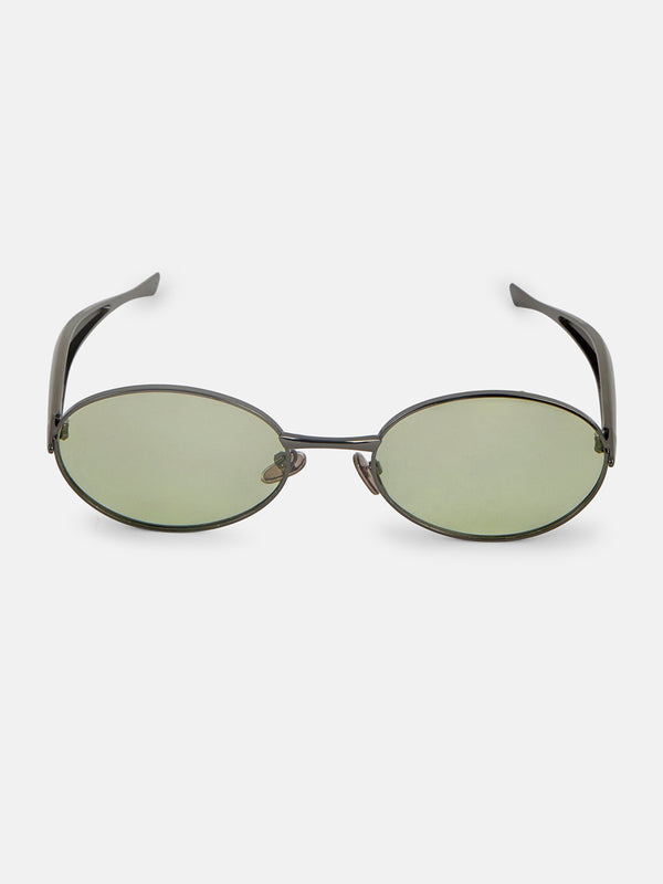 The Retro Oval Sunglass - Forest Green
