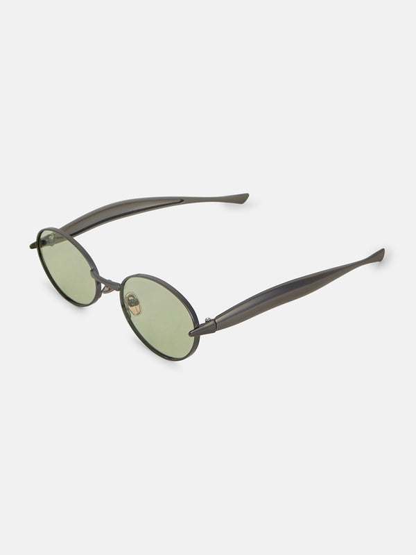 The Retro Oval Sunglass - Forest Green