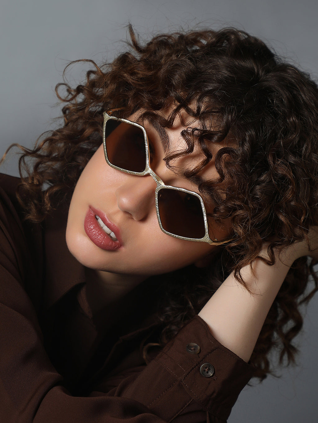 The Edge Geometric Sunglass - Bronze Amber