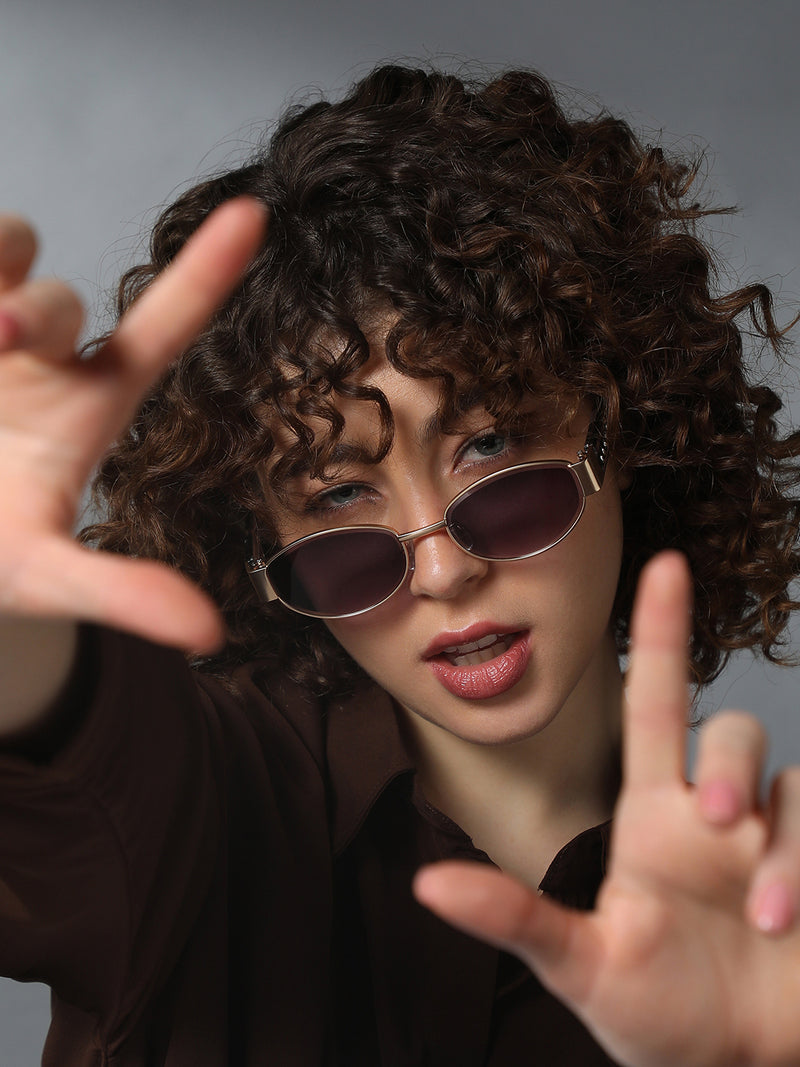 The Retro Oval Sunglass - Lavender Smoke