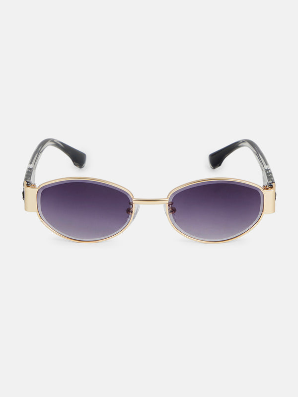 The Retro Oval Sunglass - Lavender Smoke