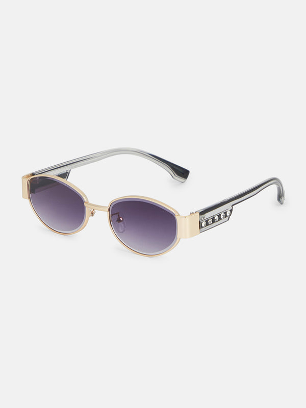 The Retro Oval Sunglass - Lavender Smoke