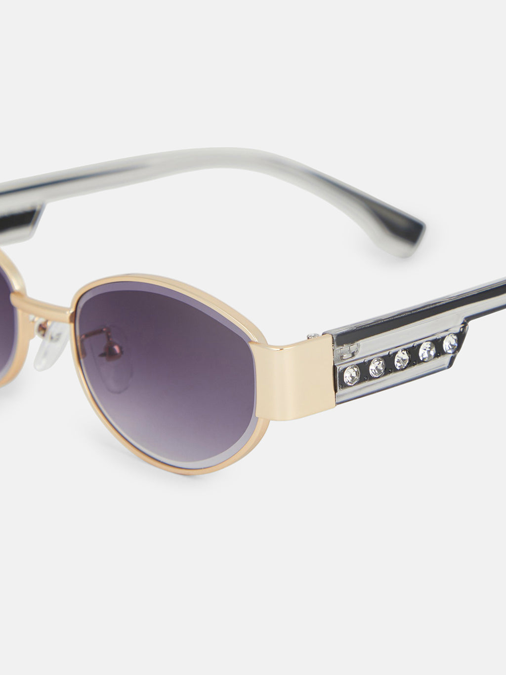 The Retro Oval Sunglass - Lavender Smoke