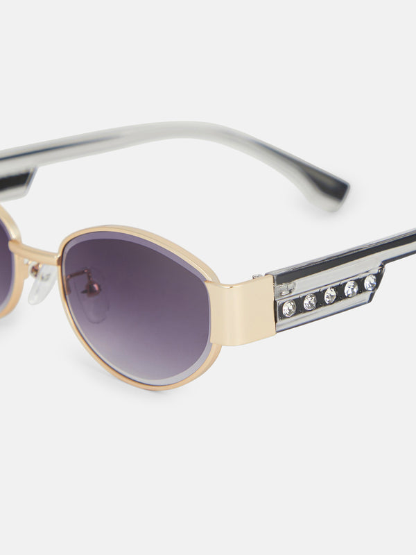 The Retro Oval Sunglass - Lavender Smoke