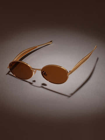 The Minimal Round Sunglass-Gold Amber