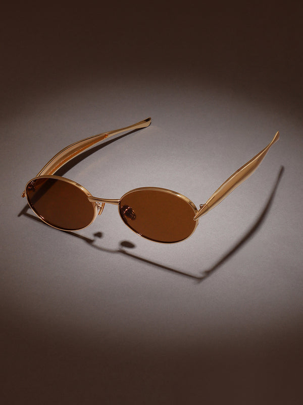 The Minimal Round Sunglass-Gold Amber
