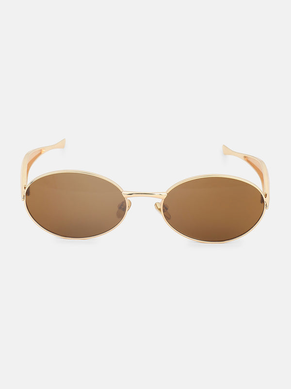 The Minimal Round Sunglass-Gold Amber