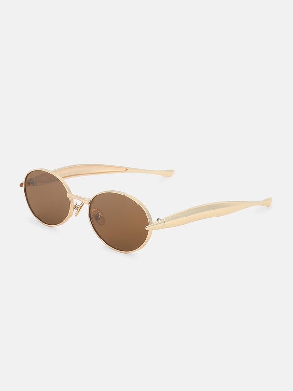 The Minimal Round Sunglass-Gold Amber