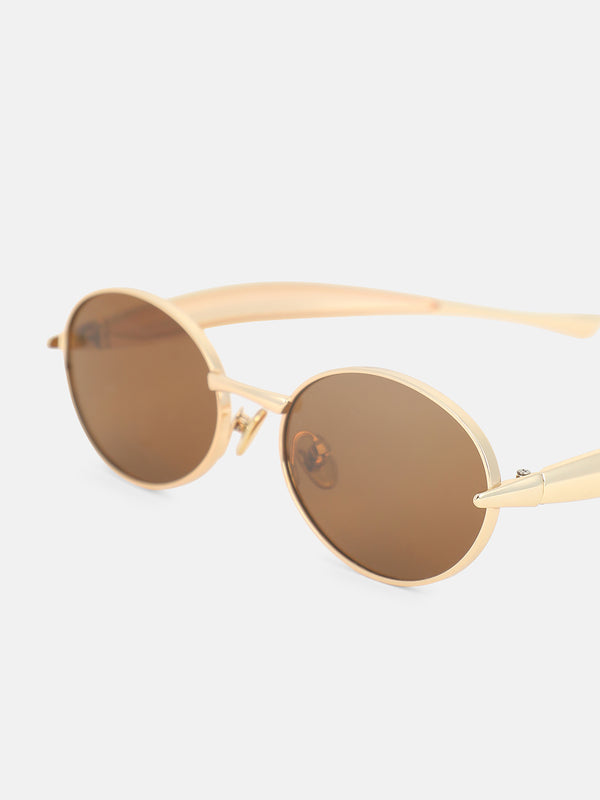 The Minimal Round Sunglass-Gold Amber