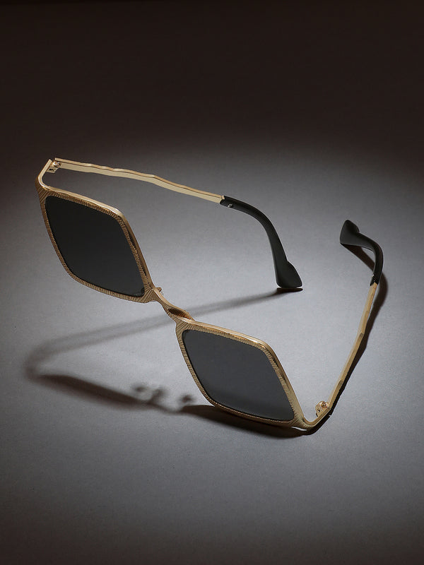 The Edge Rectangular Sunglass-Black Gold