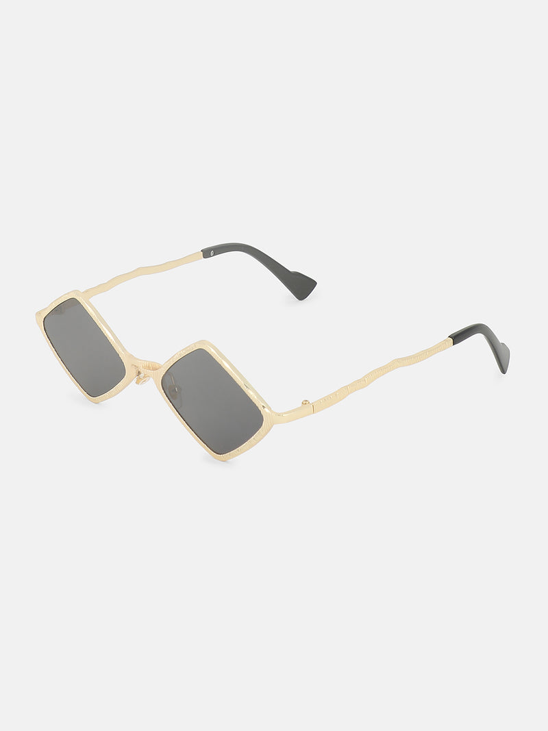The Edge Rectangular Sunglass-Black Gold
